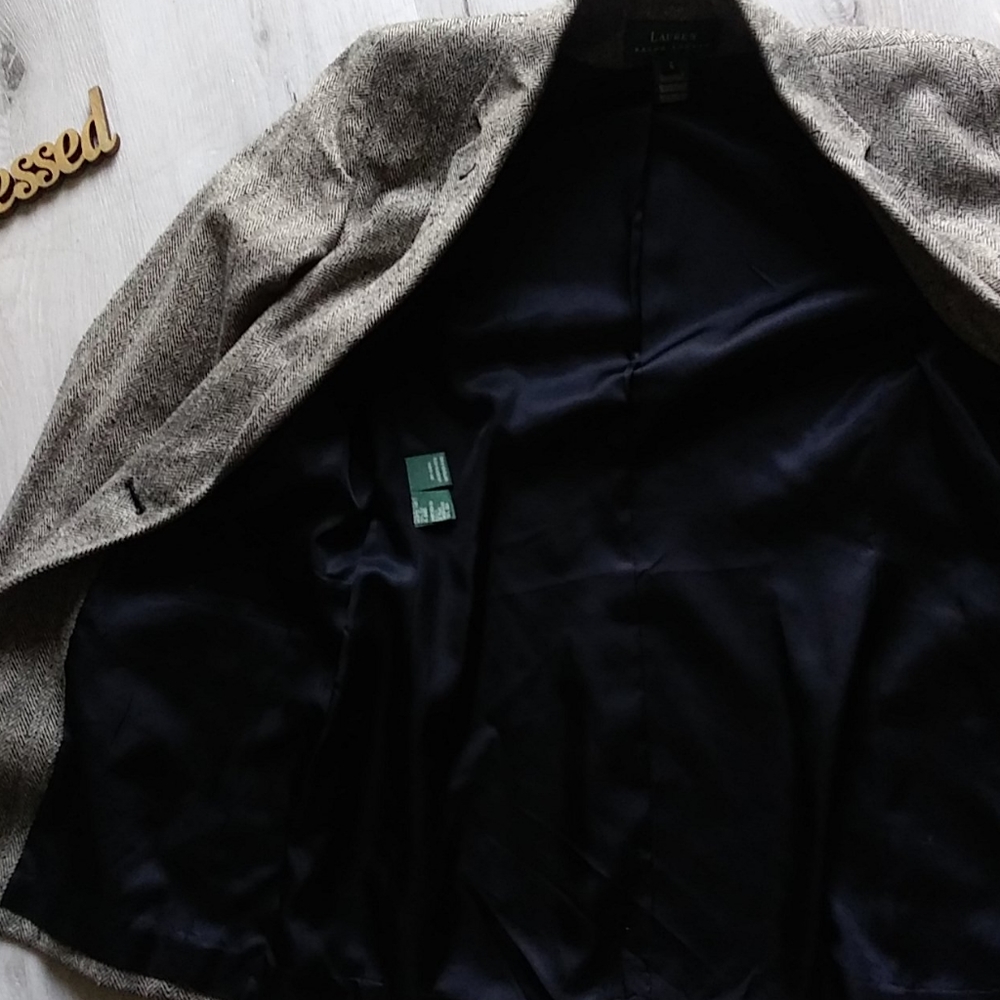 Ralph Lauren Jacket blazer 100% Silk Herringbone - Picture 12 of 13